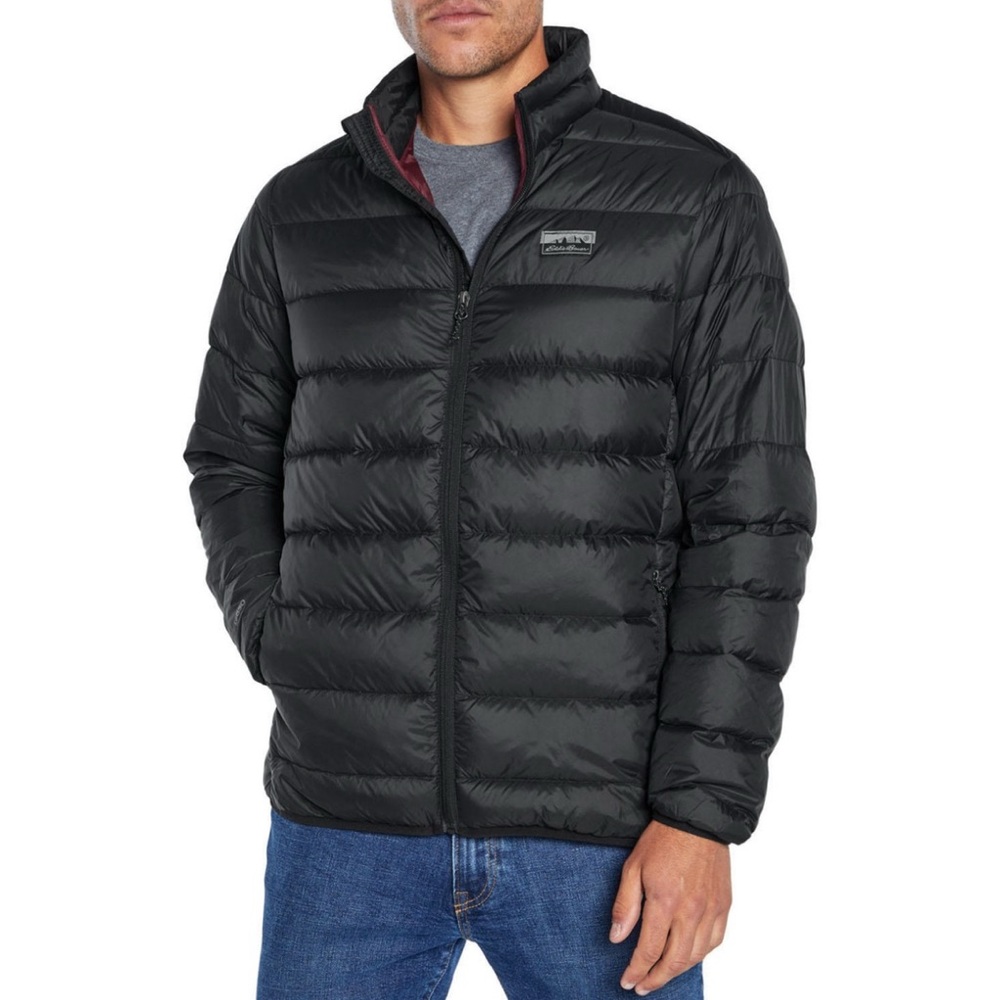 EDDIE BAUER Men's Down Puffer Coat‎ Jacket Quilted Packable Performance Black